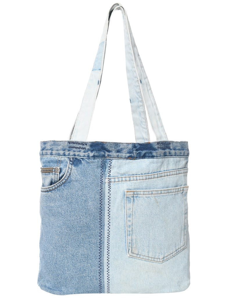 customised Denim Colour Block Handbag - M
