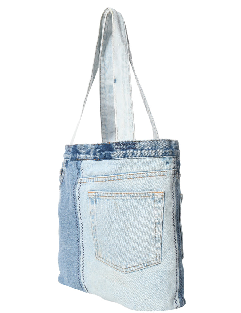 customised Denim Colour Block Handbag - M
