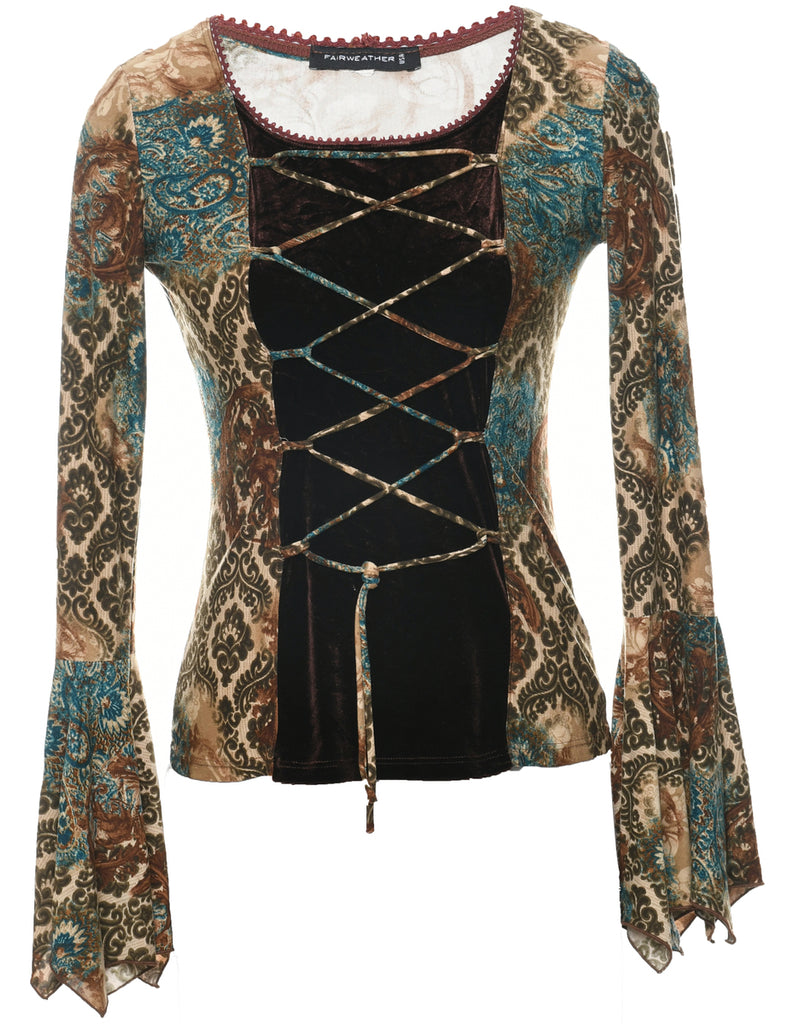 Damask Fabric Printed Top - S