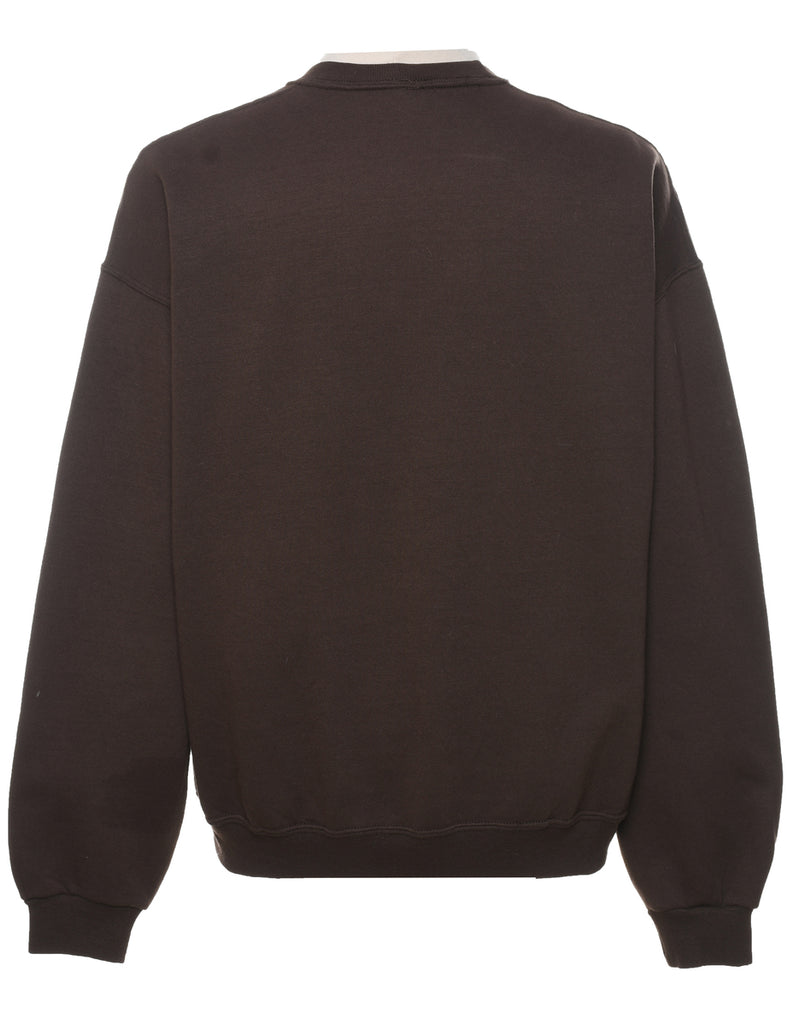 Dark Brown 1990s Floral Sweatshirt - XL