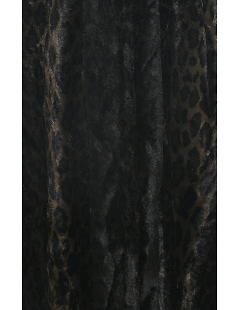 Dark Brown Faux Fur Coat - M