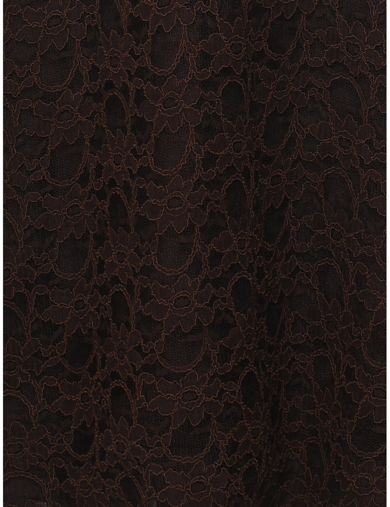 Dark Brown Lace Evening Dress - S