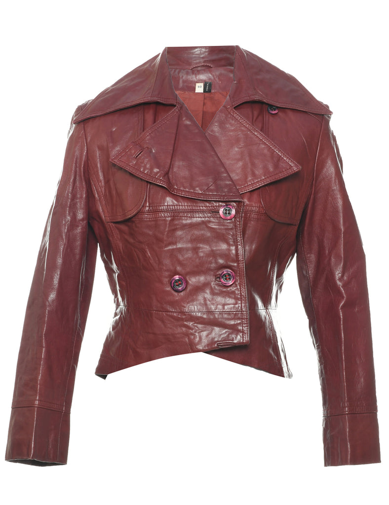 Dark Brown Leather Jacket - M