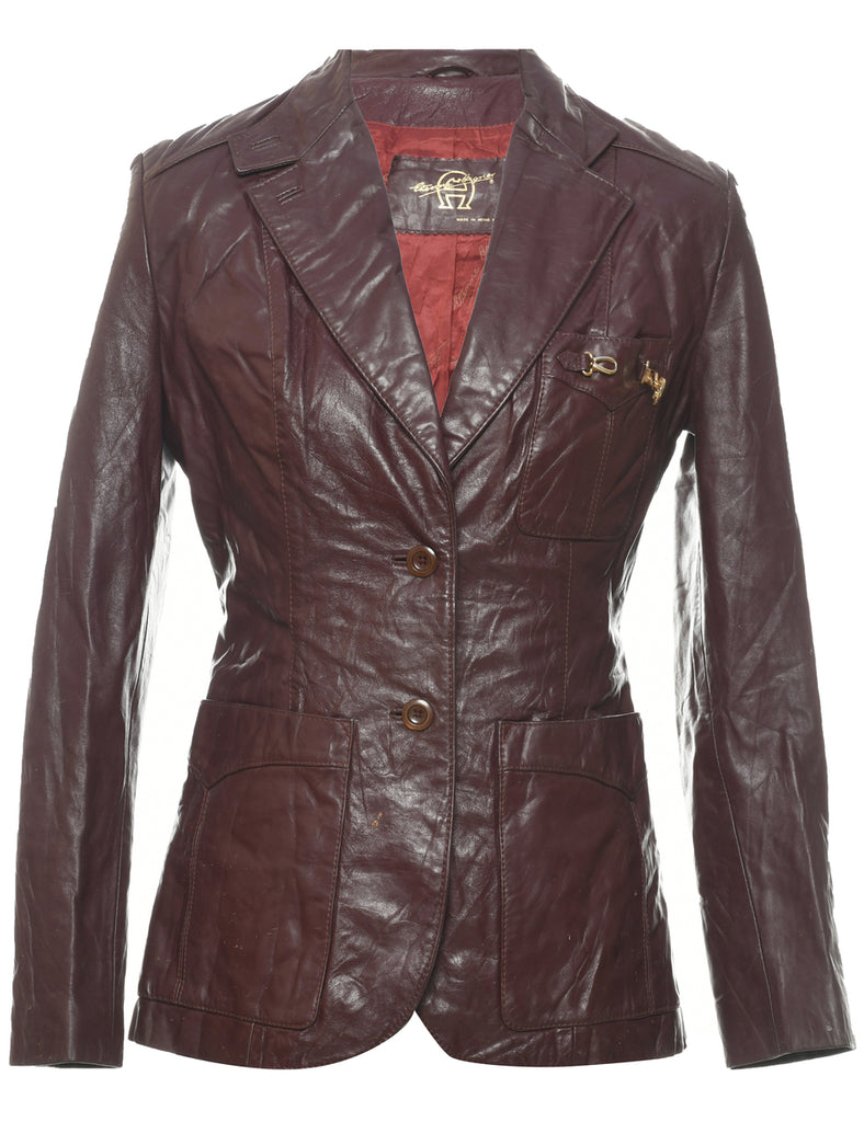 Dark Brown Leather Jacket - S