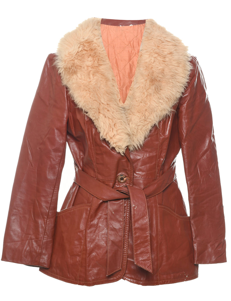 Dark Brown Leather Jacket - M
