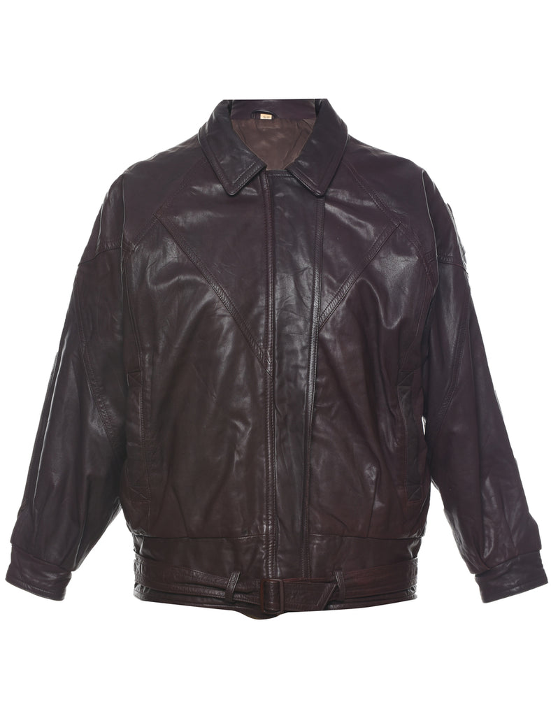 Dark Brown Leather Jacket - S
