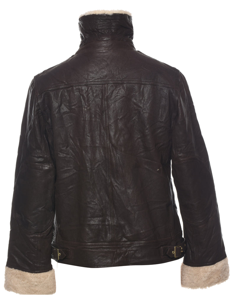Dark Brown Leather Jacket - M