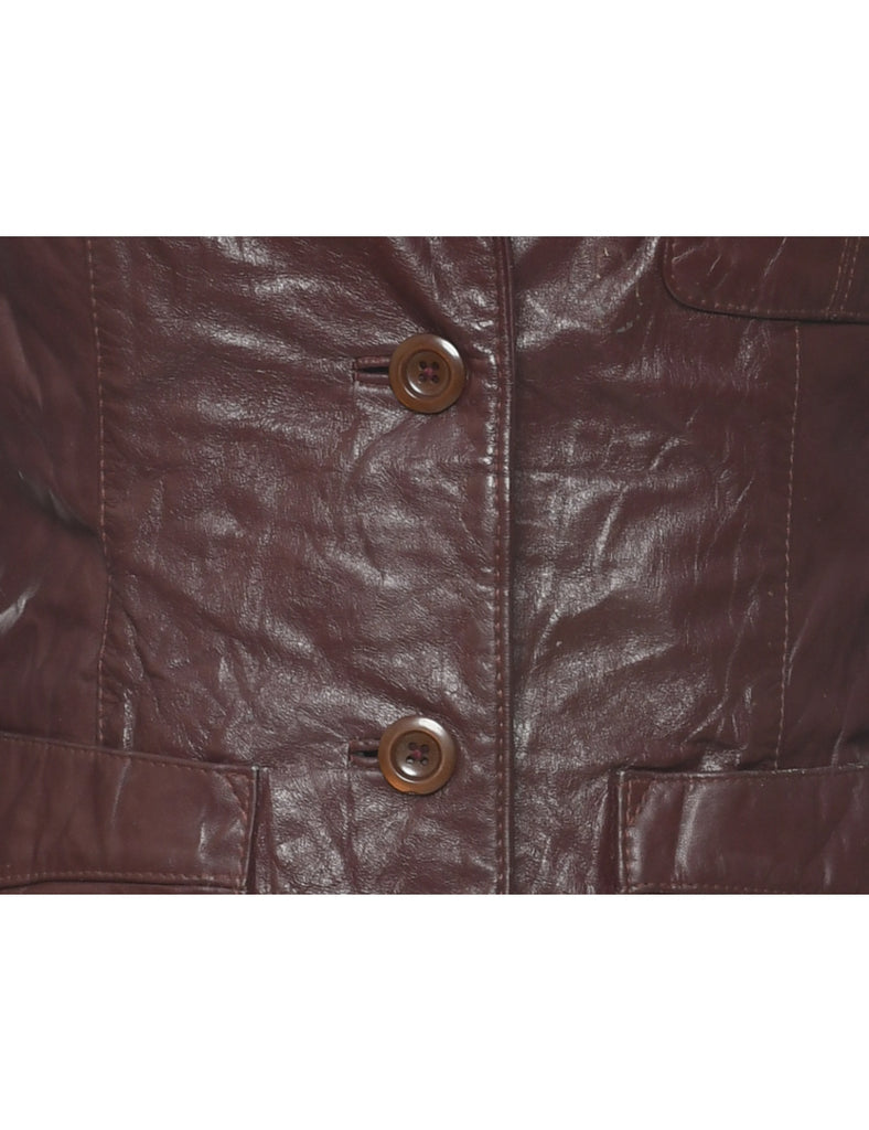 Dark Brown Leather Jacket - S