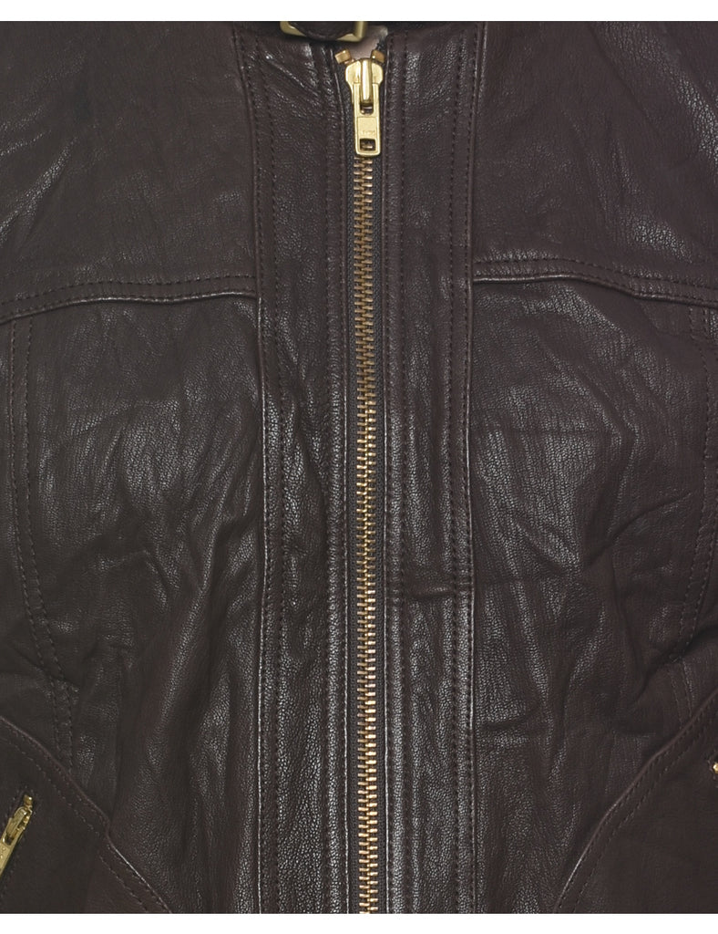 Dark Brown Leather Jacket - M