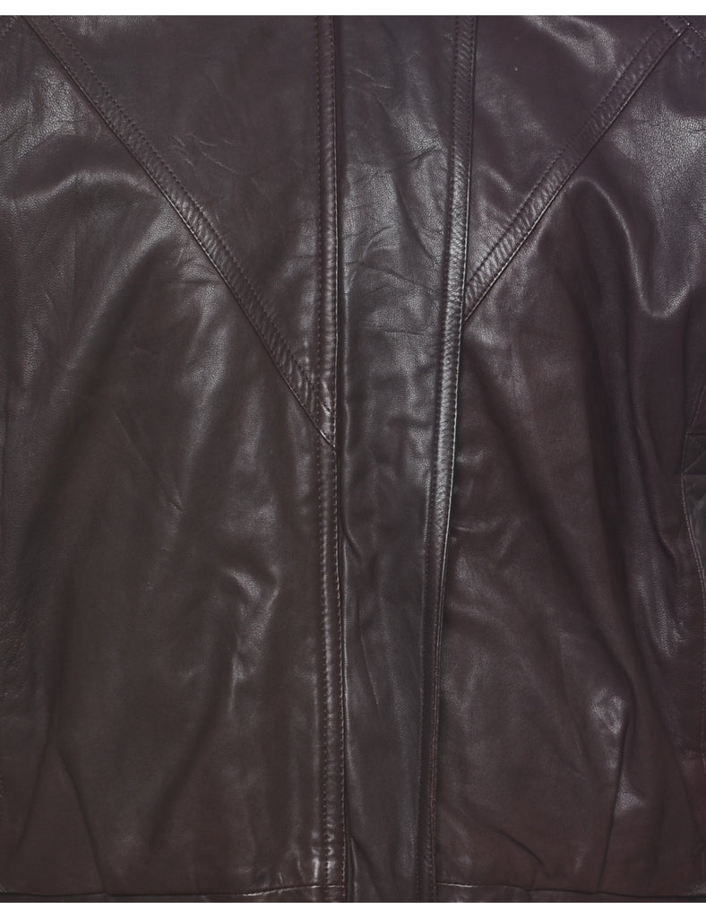 Dark Brown Leather Jacket - S