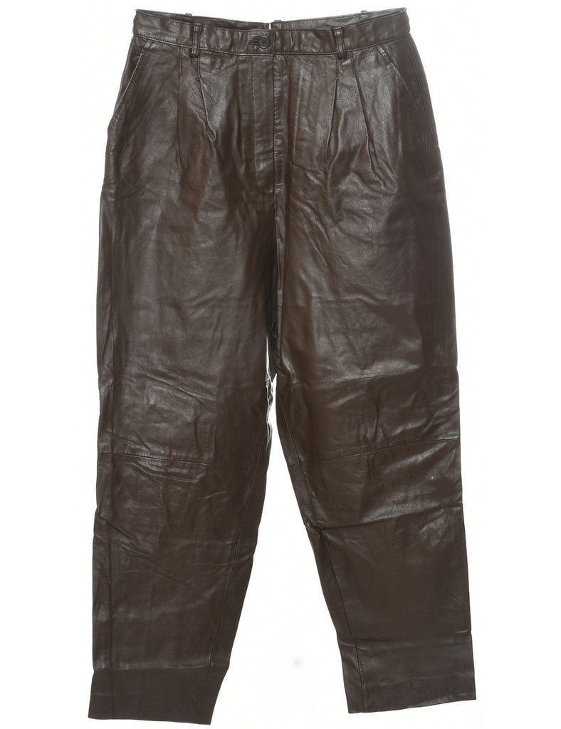 Dark Brown Leather Trousers - W30 L26