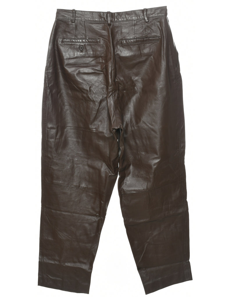 Dark Brown Leather Trousers - W30 L26