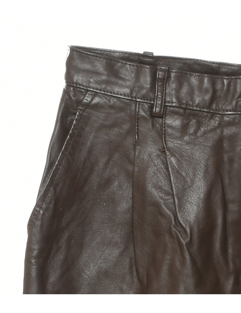 Dark Brown Leather Trousers - W30 L26