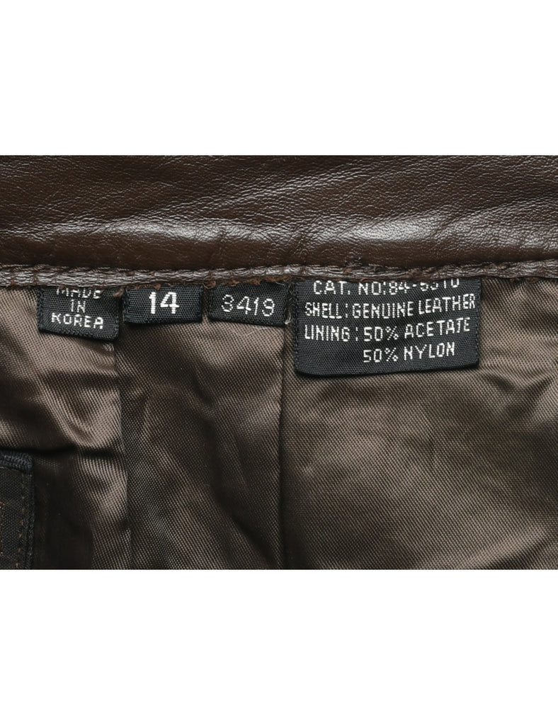 Dark Brown Leather Trousers - W30 L26