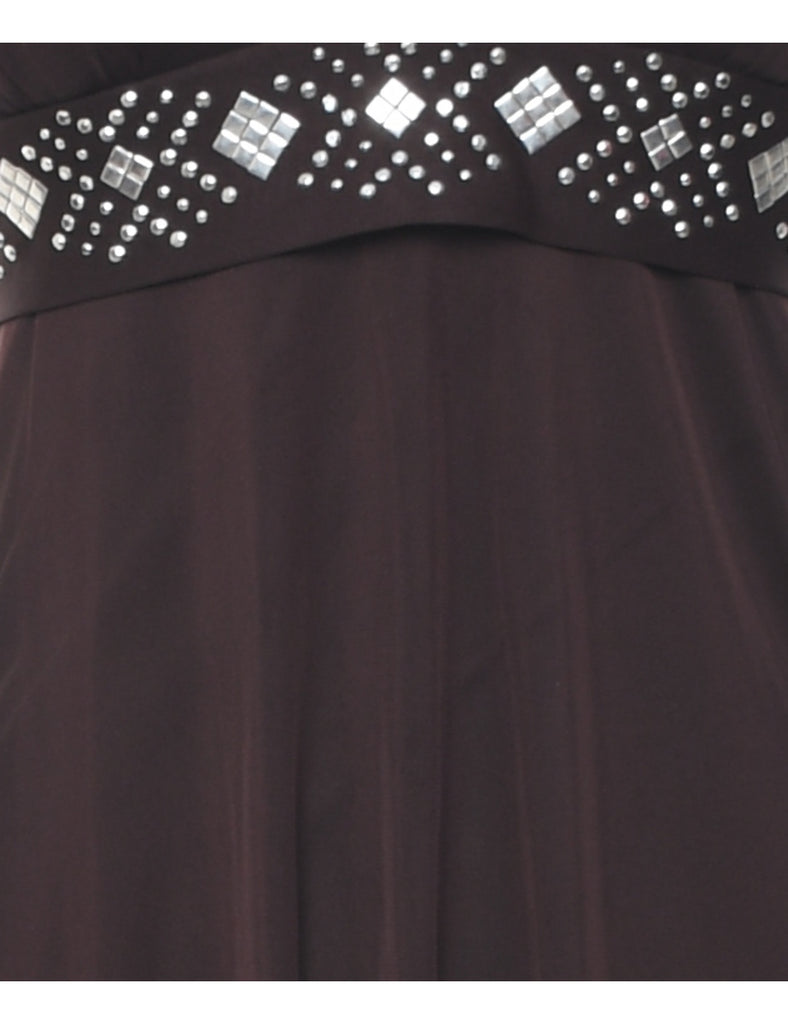 Dark Brown Strappy Y2K Evening Dress - XS