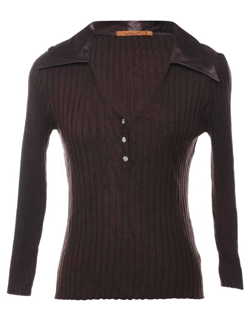 Dark Brown Y2K Cardigan - M