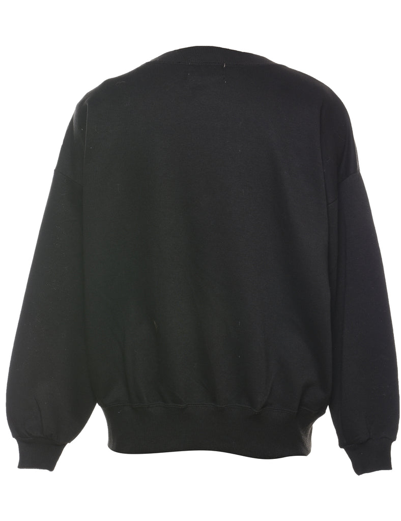 Dark Green Beaded Bird Design Sweatshirt - M