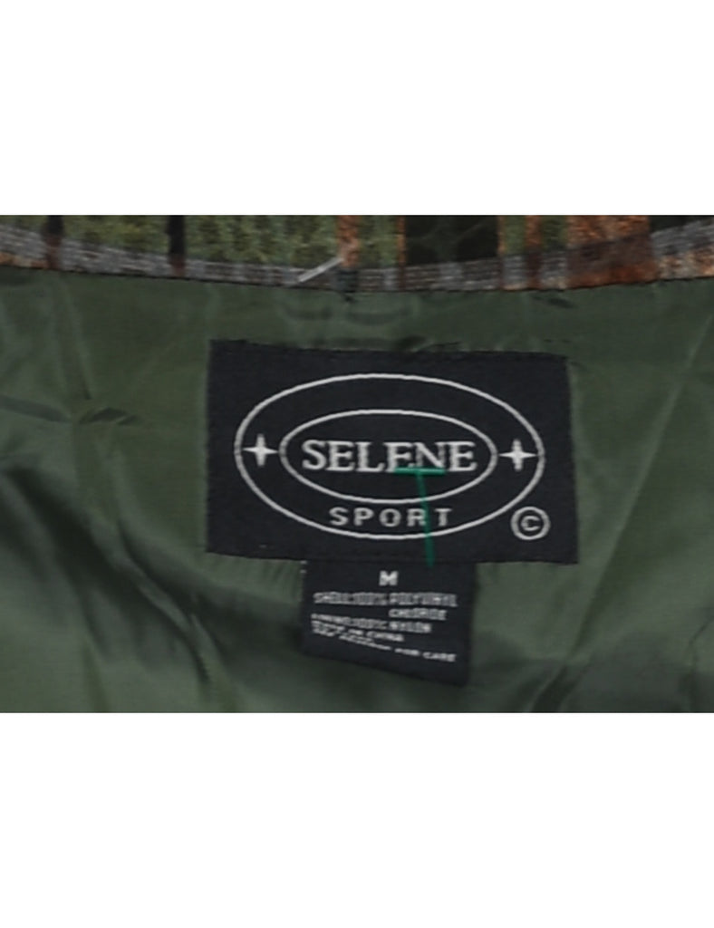 Dark Green & Brown Checked 1990s Jacket - M