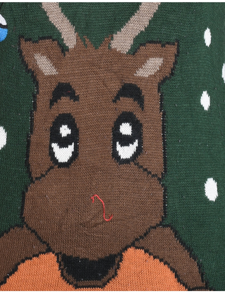 Dark Green Christmas Jumper - M