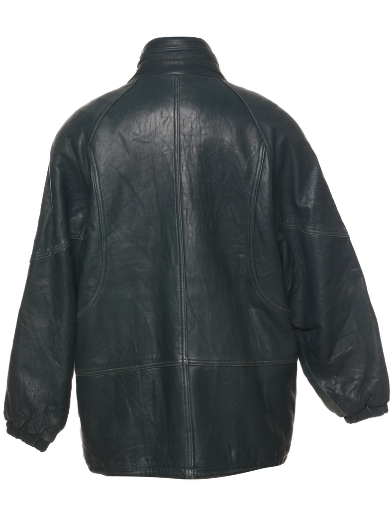 Dark Green Leather Jacket - M