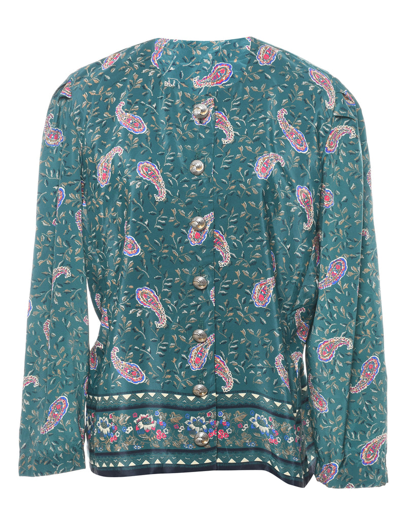 Dark Green Paisley Blouse - L