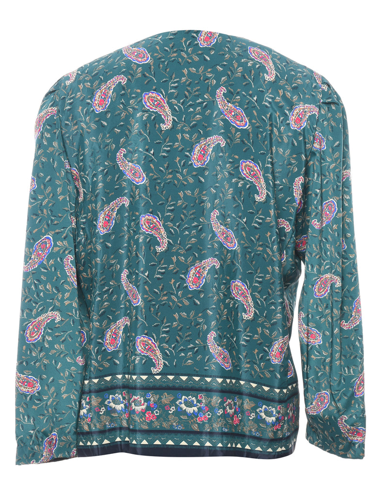 Dark Green Paisley Blouse - L