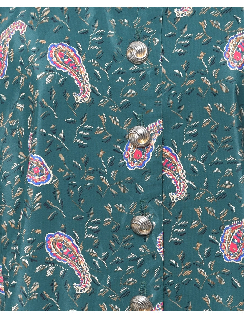 Dark Green Paisley Blouse - L