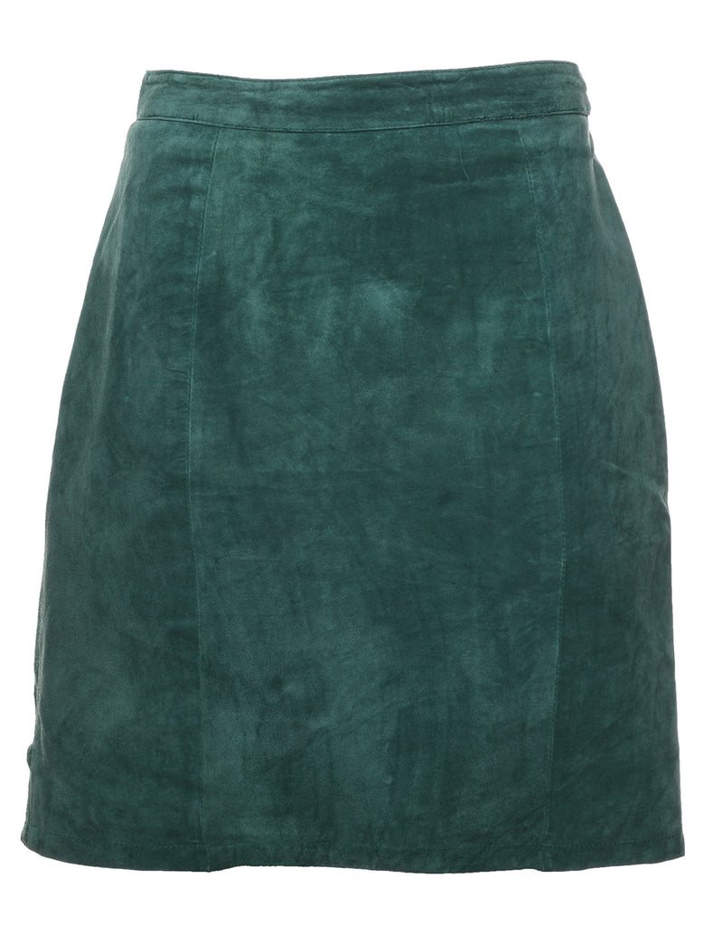 Dark Green Suede A-line Skirt - S