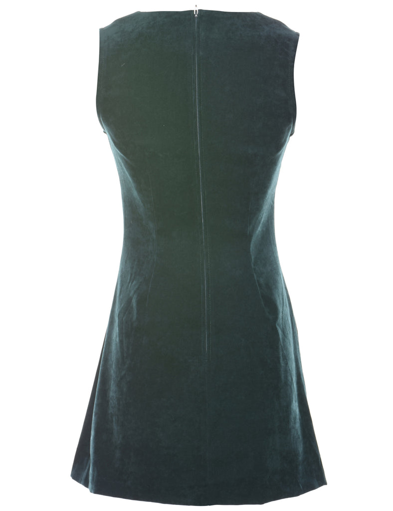 Dark Green Velour Mini Dress - XS