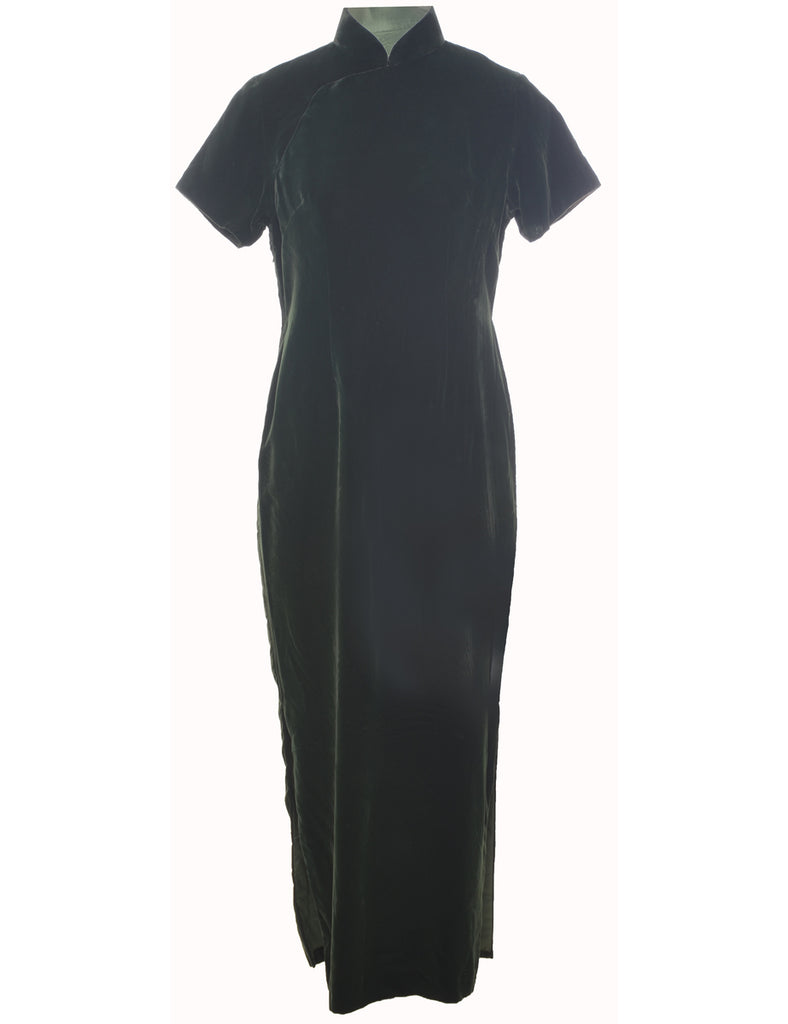 Dark Green Velvet Evening Dress - M