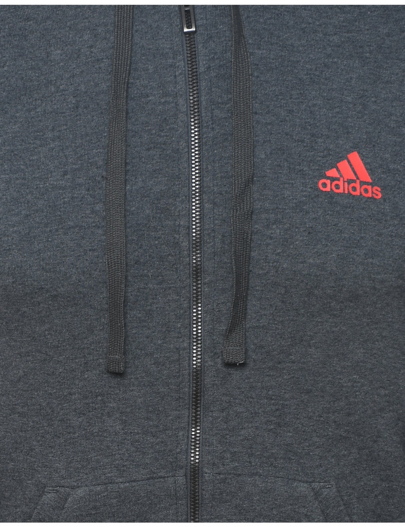 Dark Grey & Red Adidas Track Top - S