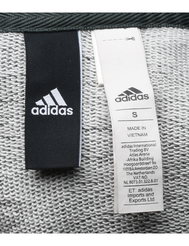Dark Grey & Red Adidas Track Top - S