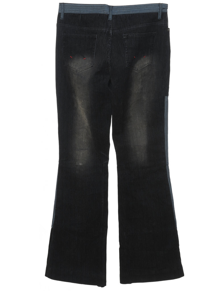 Dark Wash & Black Patchwork Y2K Flared Jeans - W30 L32