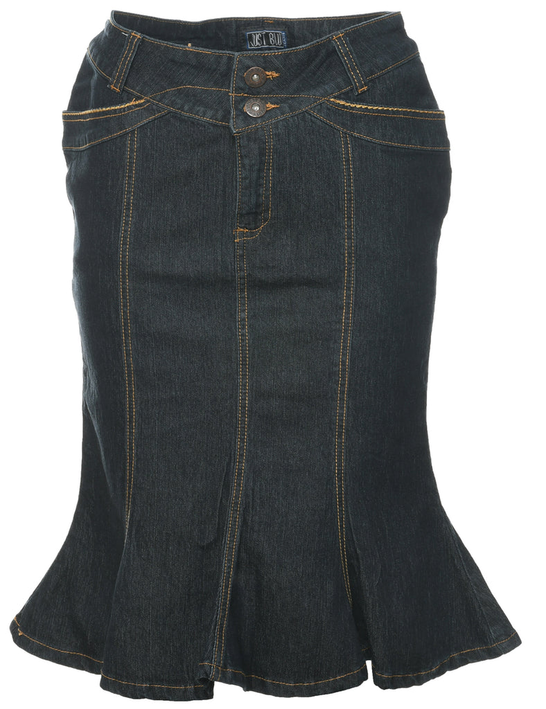 Dark Wash Denim Midi Skirt - M