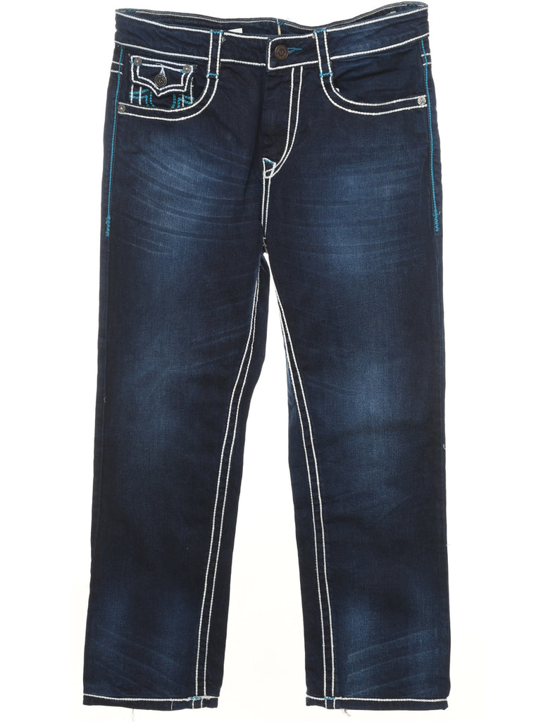 Dark Wash True Religion Contrast Stitch Jeans - W34 L26