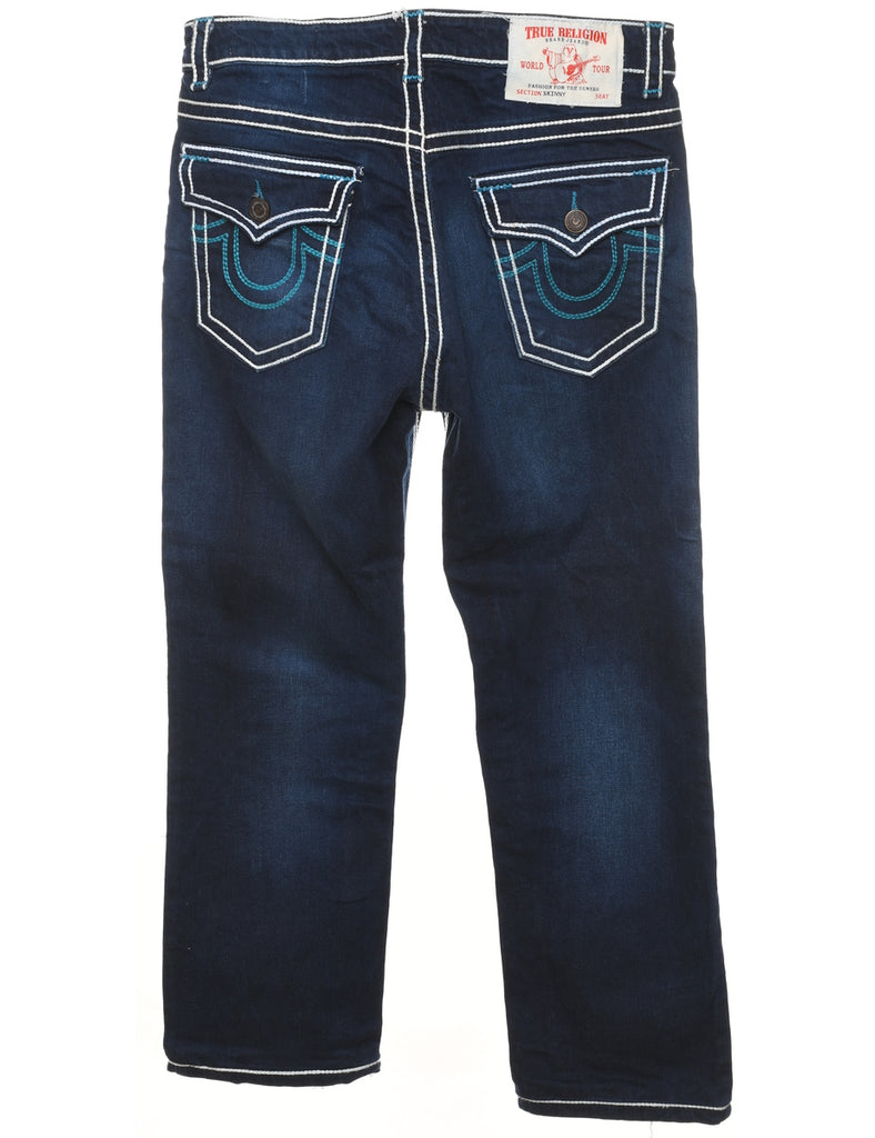 Dark Wash True Religion Contrast Stitch Jeans - W34 L26