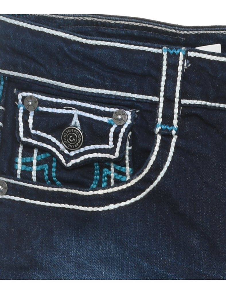 Dark Wash True Religion Contrast Stitch Jeans - W34 L26