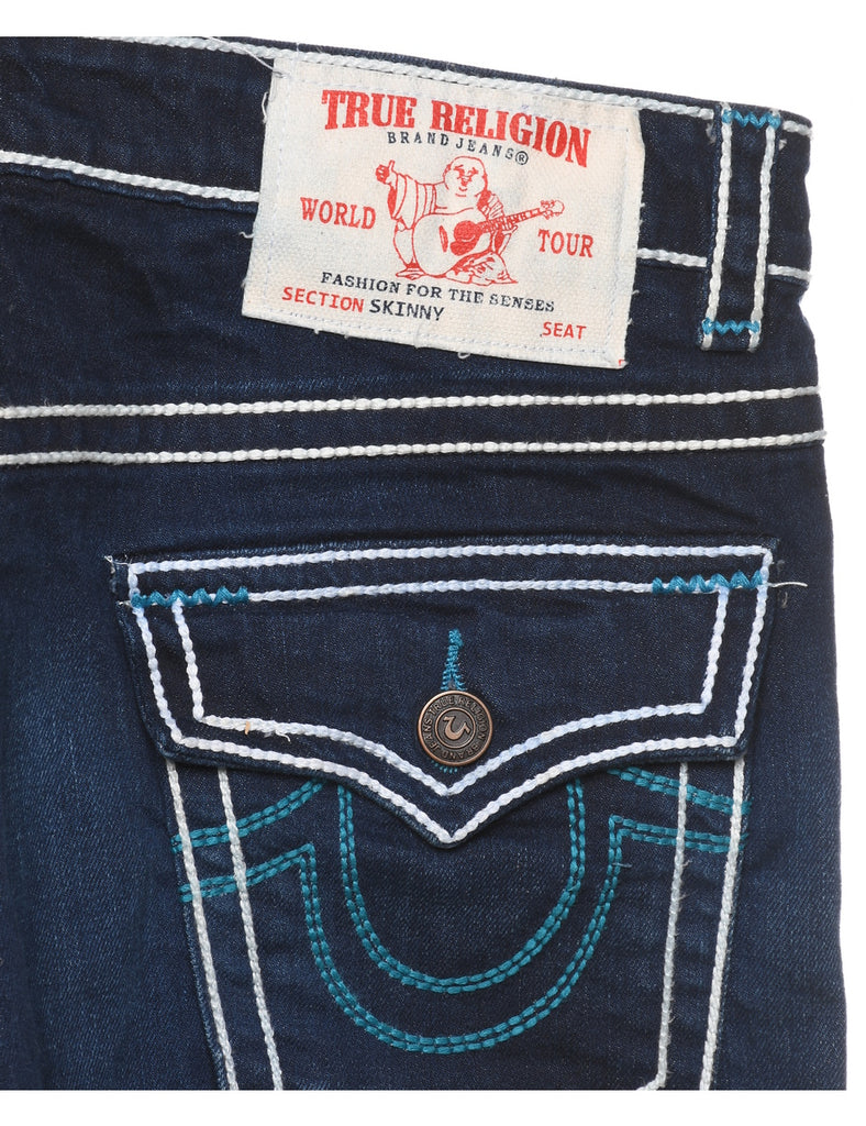 Dark Wash True Religion Contrast Stitch Jeans - W34 L26
