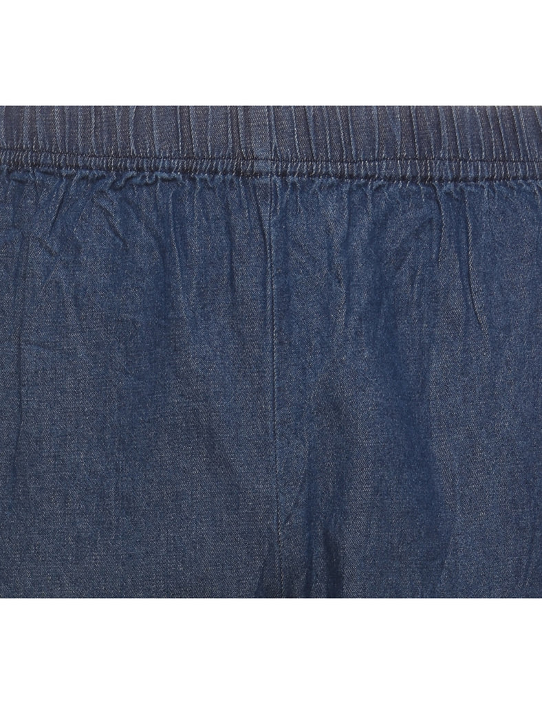 Dark Wash Wide Leg Denim Trousers - W26 L30