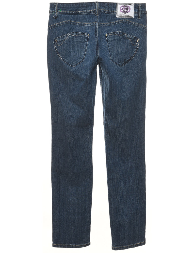 Dark Wash Y2K Handpainted Straight-Fit Jeans - W30 L31