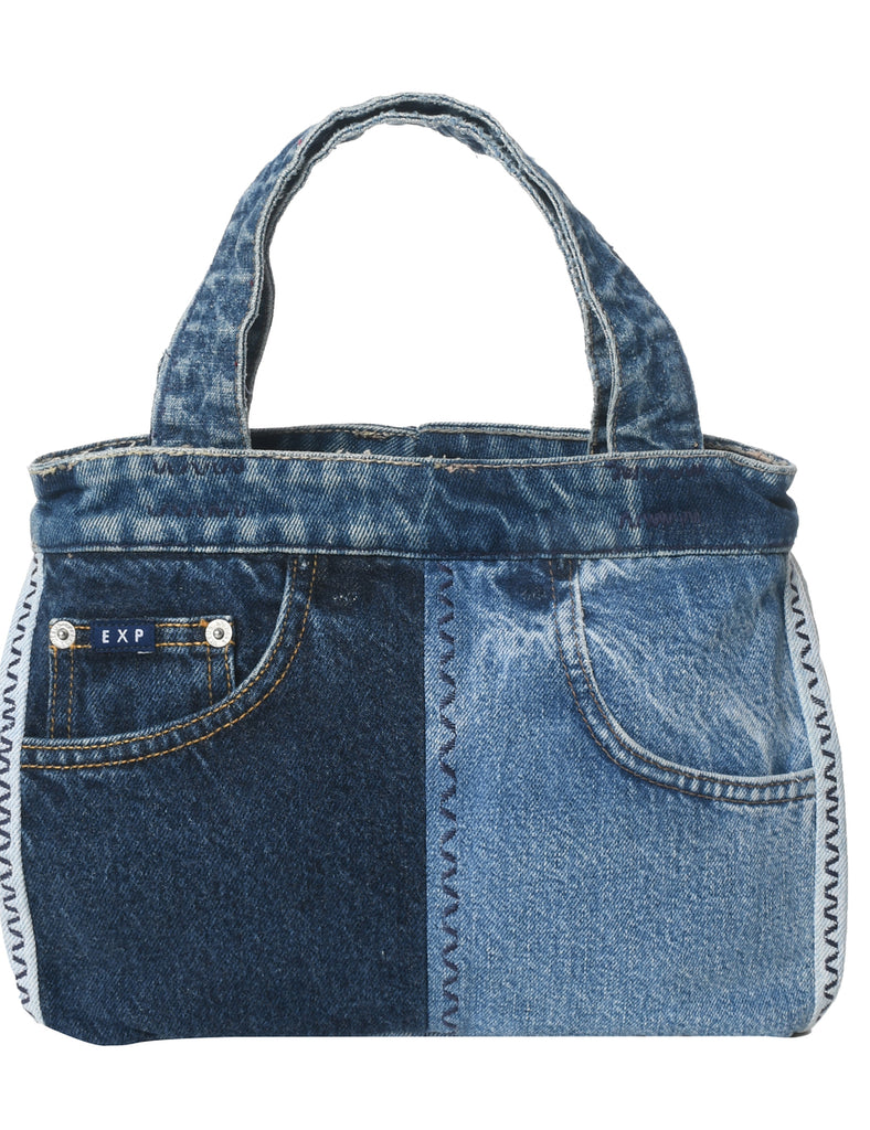 Denim Colour Block Handbag - M