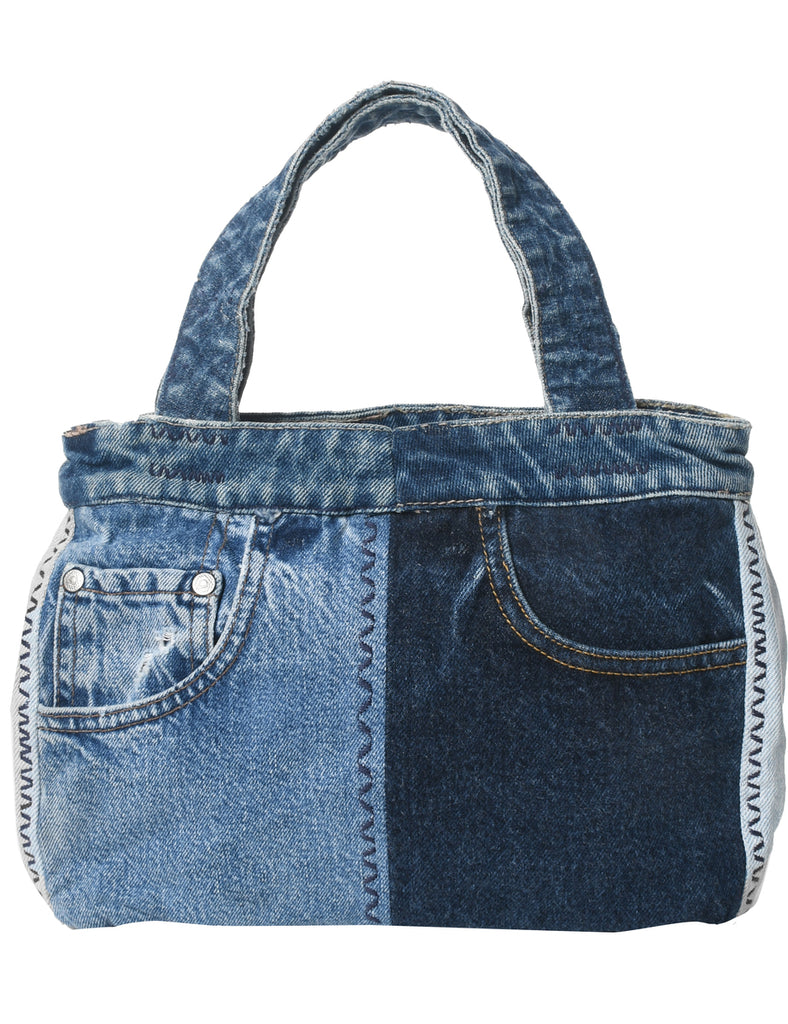 Denim Colour Block Handbag - M
