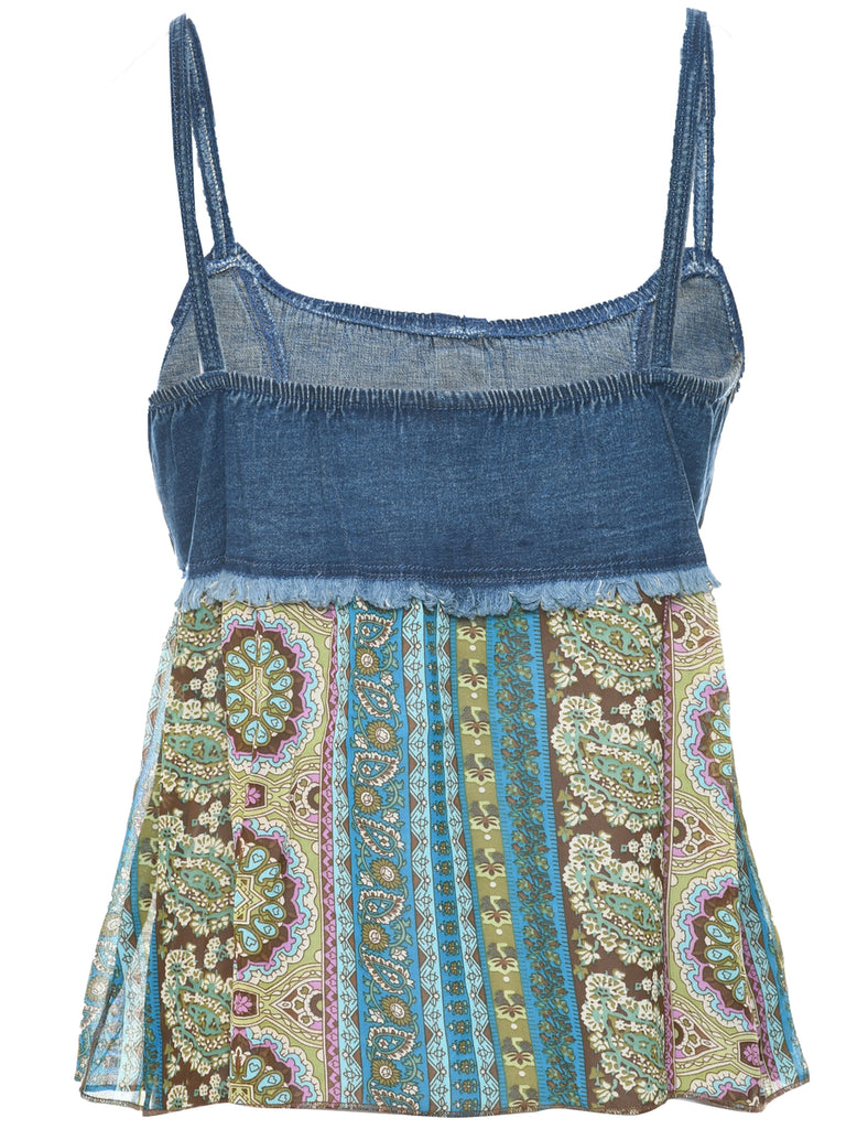 Denim Floral Top - L
