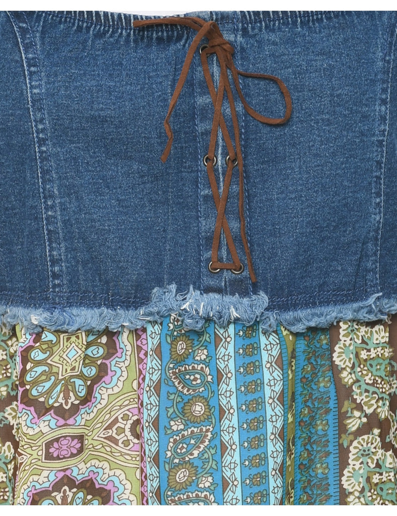 Denim Floral Top - L