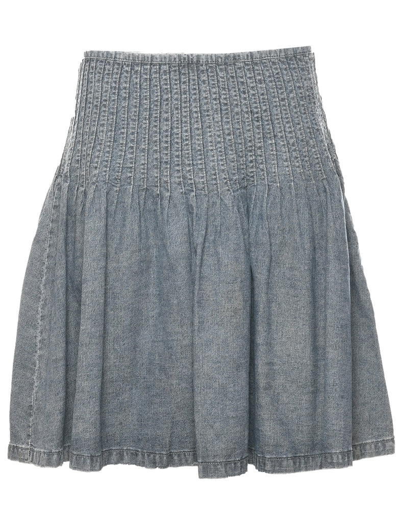 Denim Pleated Skirt - M