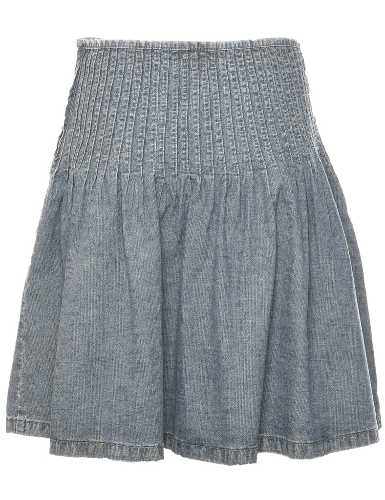 Denim Pleated Skirt - M