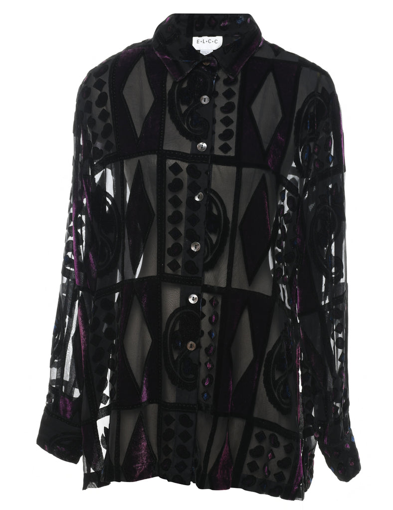 Devore Design Black Sheer Evening Shirt - XL