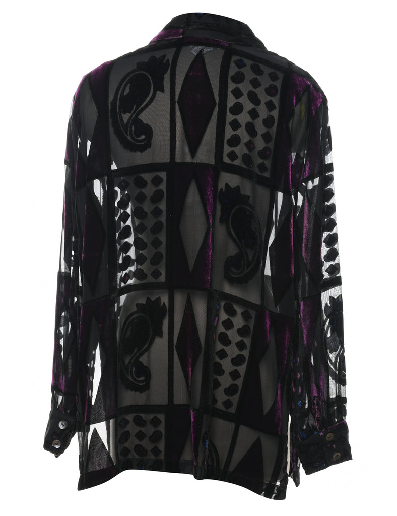 Devore Design Black Sheer Evening Shirt - XL