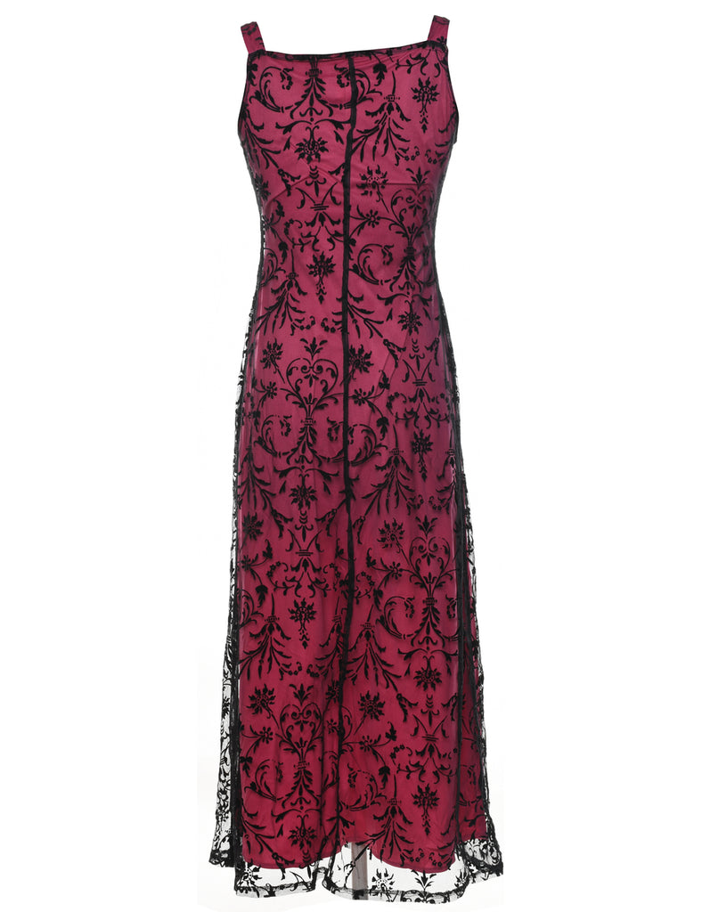 Devore Design Pink & Black 1990s Sleeveless Evening Dress - L