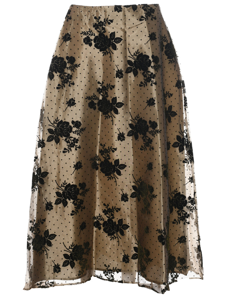 Devore Floral Pattern Maxi Skirt - M
